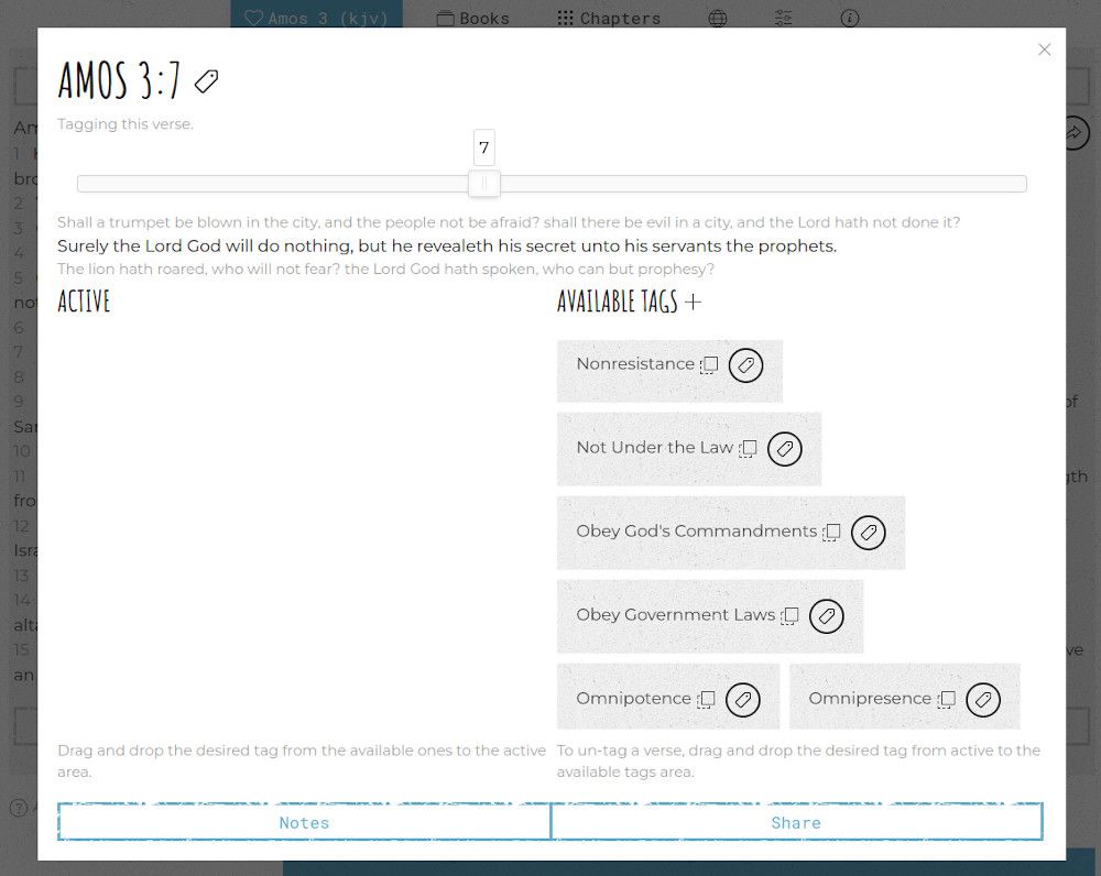 Get Bible Tags screen